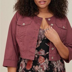 Cropped Jacket Peplum Purple - Torrid